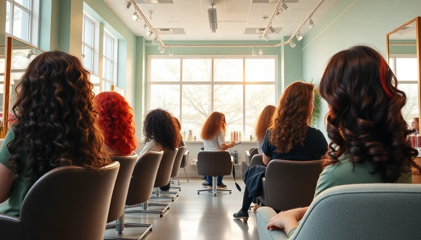 Discover expert perm services at Omnia Salon in San Diego, showcasing vibrant hairstyles.