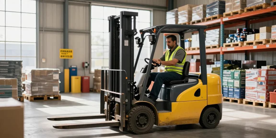 Best pallet jack in Dallas expertly navigated by a professional in a modern warehouse setting.