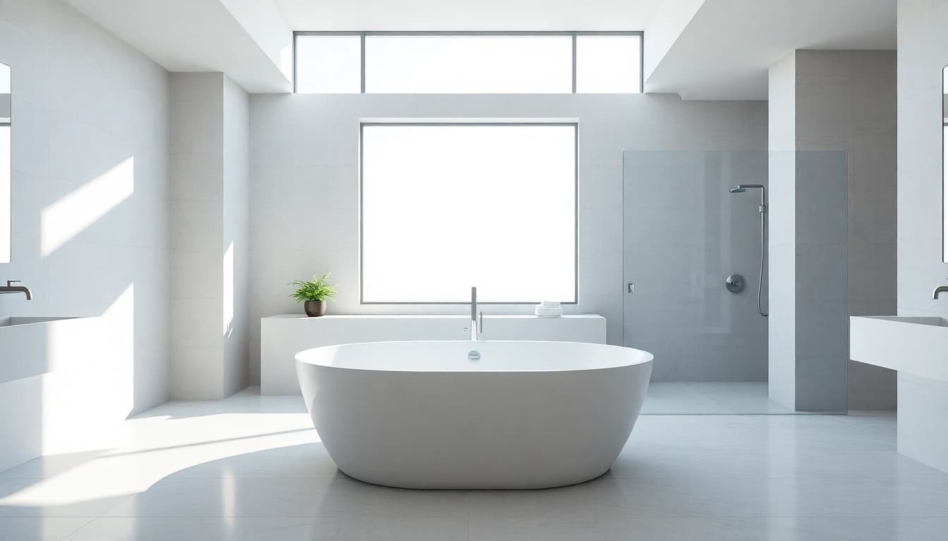 Stunning bath reconstruction featuring a freestanding tub in a serene setting.