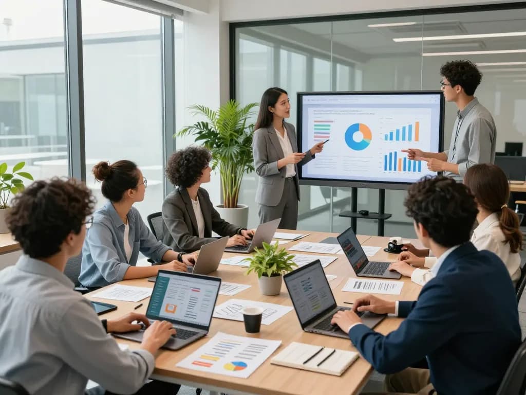 Diverse team collaborating in a modern office, showcasing innovative strategies for staffing agencies.