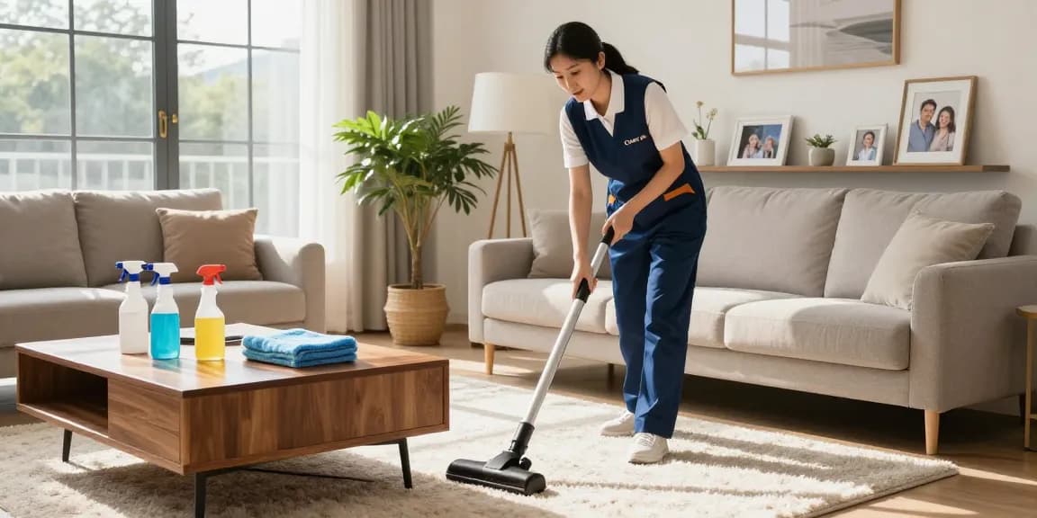 Professional home cleaning by a reinigungsunternehmen bern expert in a modern living room.