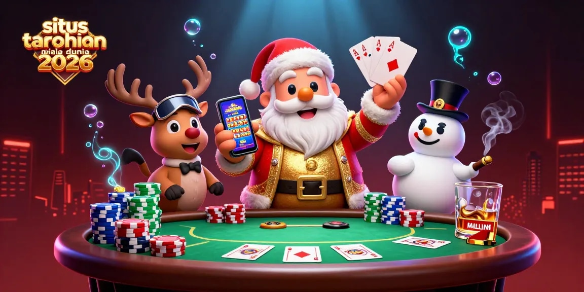Enjoy the action at situs taruhan bola piala dunia 2026 with festive characters in a dynamic casino scene.