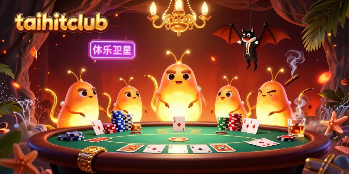 Experience the vibrant taihitclub casino scene with glowworms and a bat dealer in action.