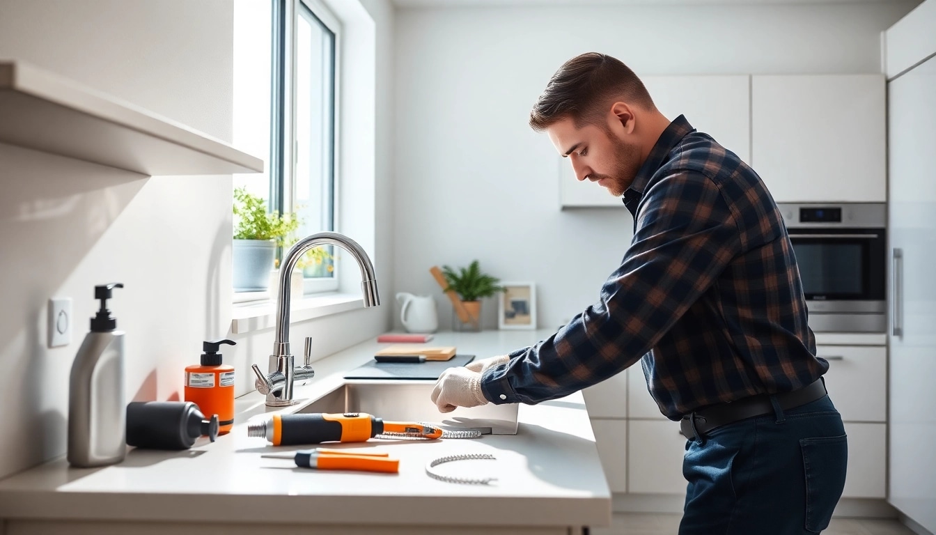 Plumber near me fixing a kitchen sink with precision and expertise.