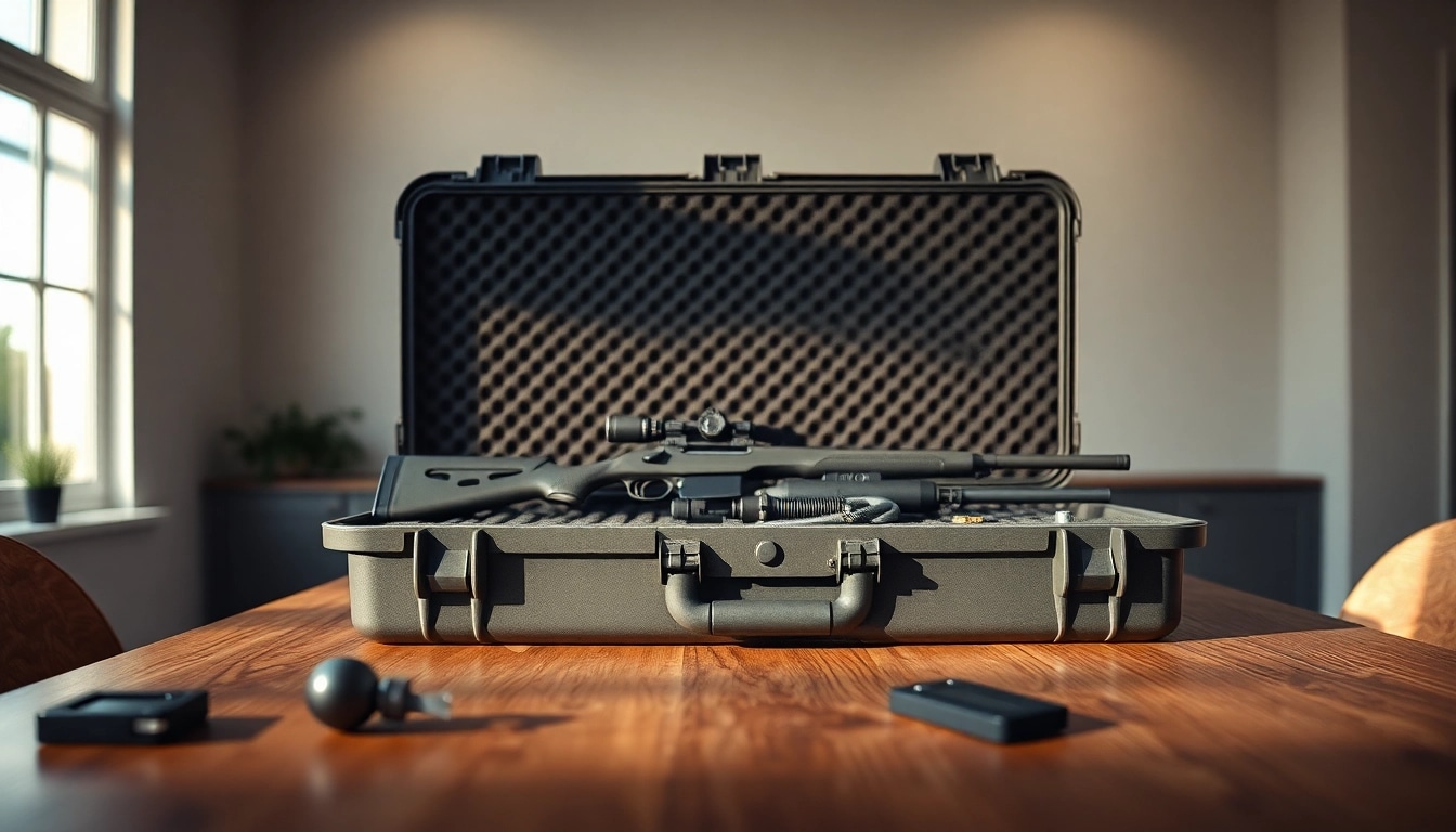 Buy a pelican gun case for sale showcasing organized rifles and accessories.