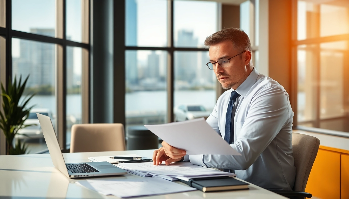 Clearwater truck accident lawyer consulting in a modern office, showcasing expertise and determination.