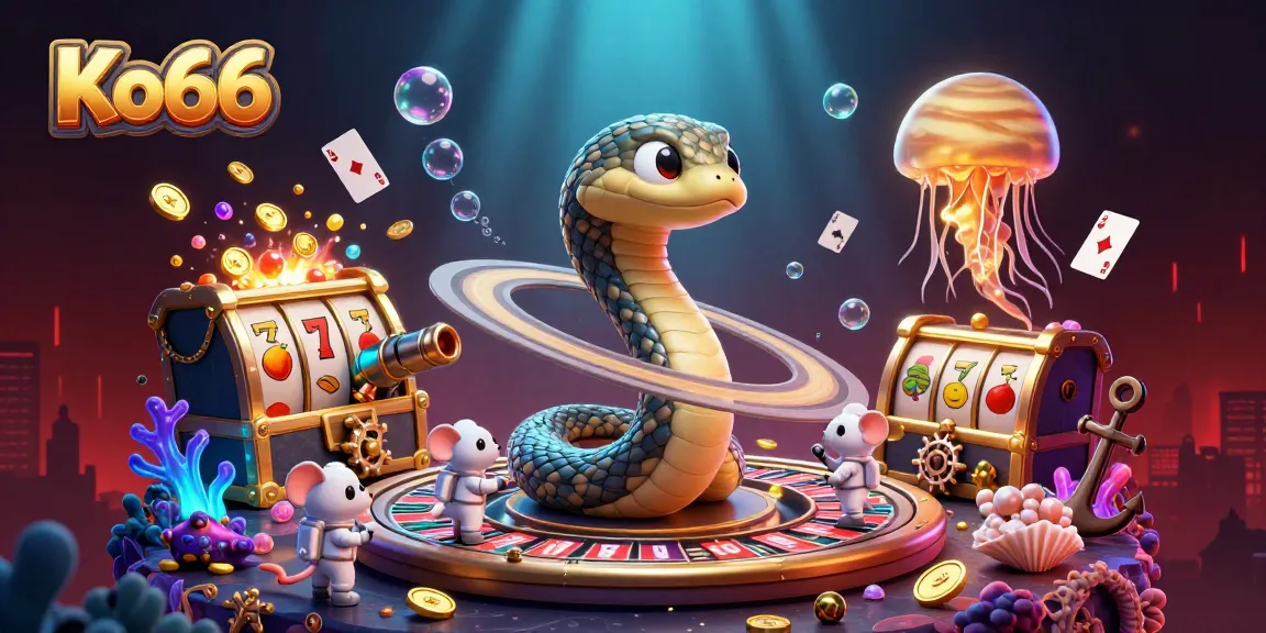 Engage with Ko66 through a vibrant 3D illustration of a cosmic roulette scene featuring playful casino elements.