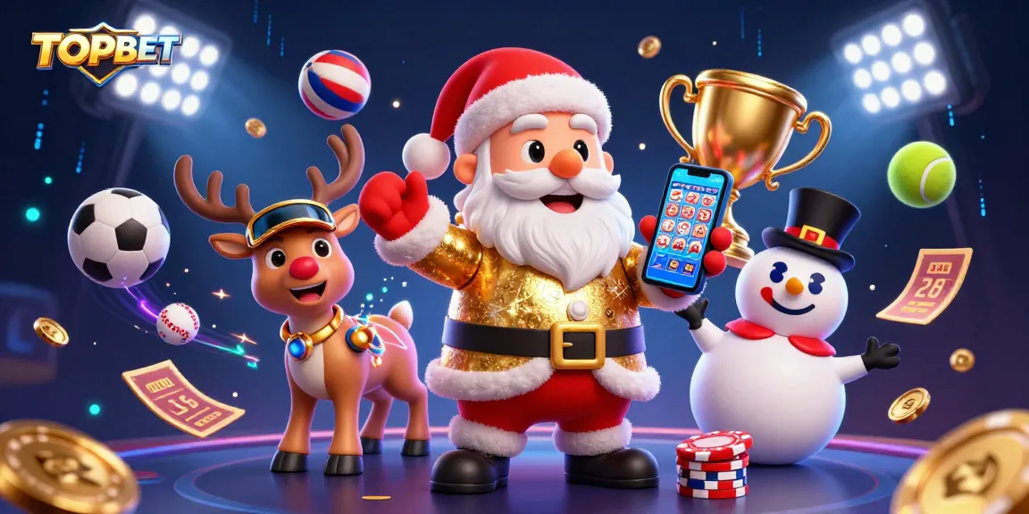 TOPBET brings festive fun with Santa in a casino, jackpot slots, and sports excitement.