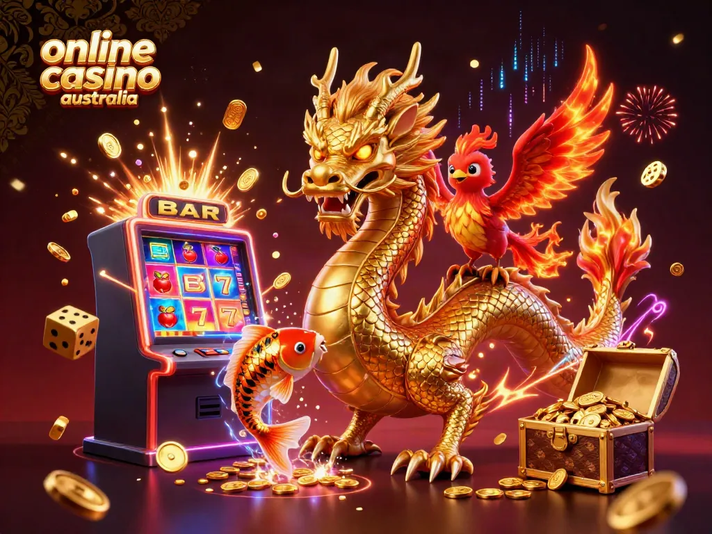 Experience the excitement of online casino Australia with dynamic characters and vibrant gaming elements.