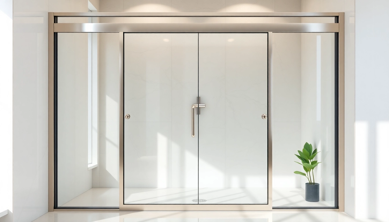 Showcase a sleek shower screen sliding door in a modern bathroom design for elegance.
