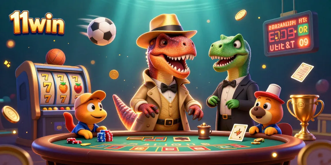 Experience thrilling gameplay at 11win with a velociraptor card counter in action at a lively casino table.