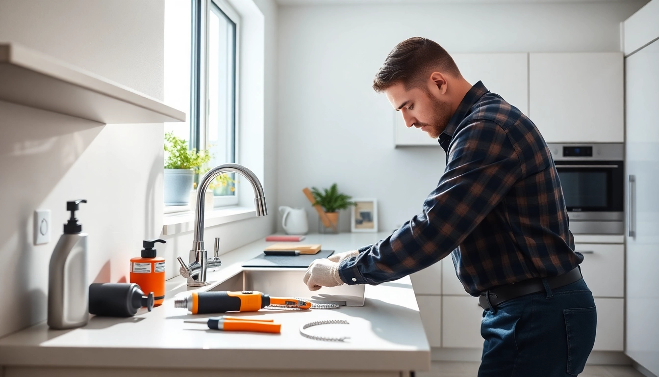 Plumber near me fixing a kitchen sink with precision and expertise.