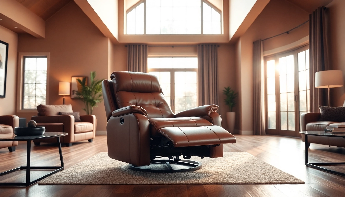 Cozy leather power lift recliner inviting relaxation in a warm living room setting.