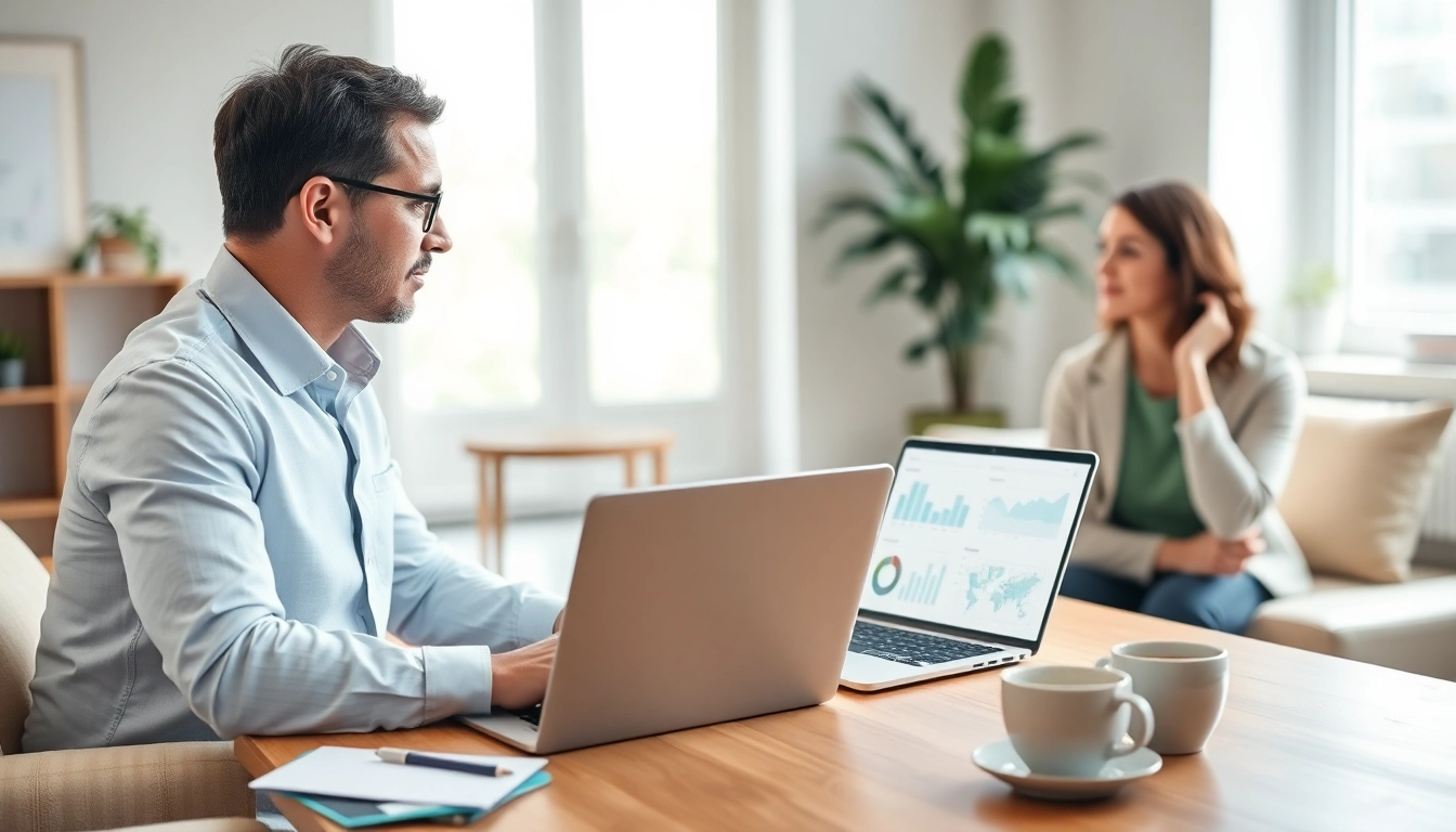 Engaging career coaching session in a modern office with a career coach and client.