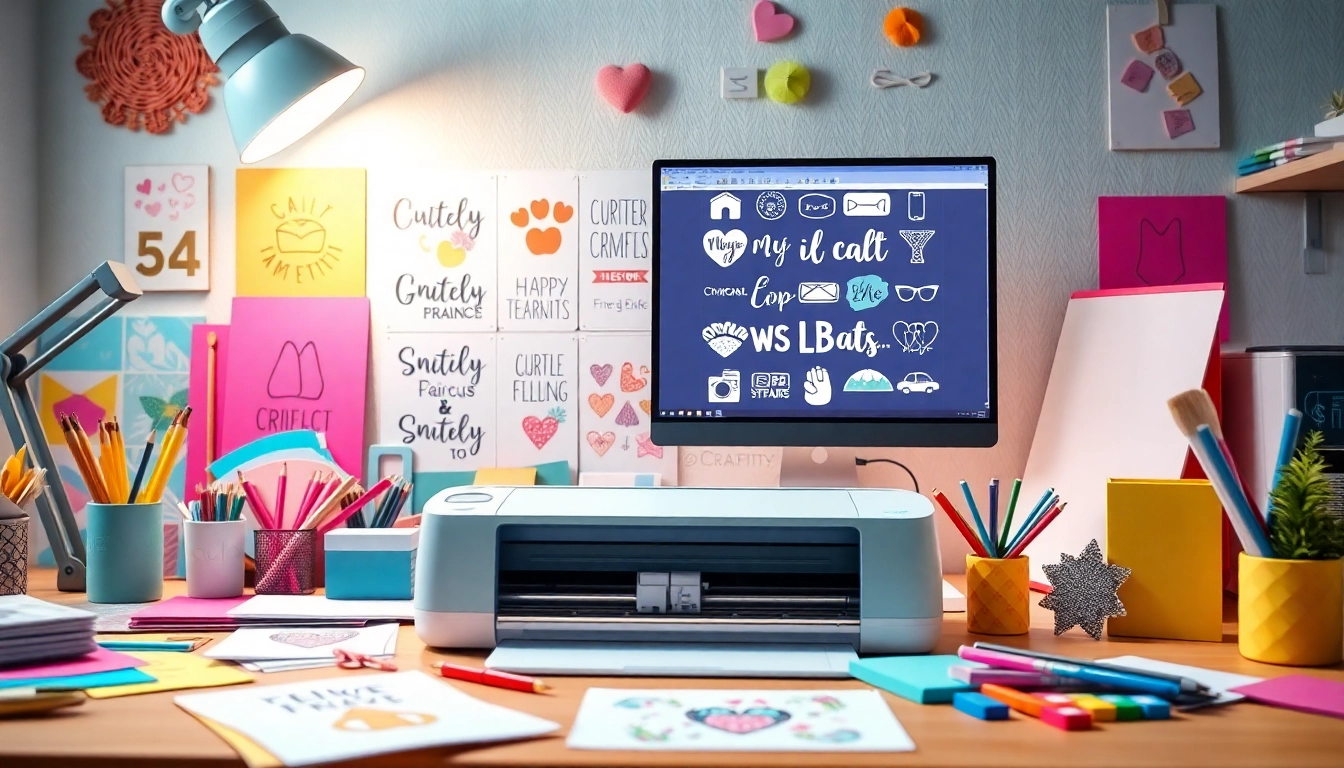 Design bundles SVG displayed in a vibrant craft workspace with tools and projects.