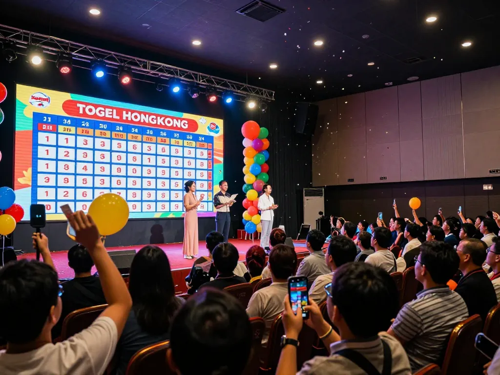 Acara undian lotere Togel Hongkong secara langsung dengan kerumunan yang bersemangat dan suasana yang meriah.