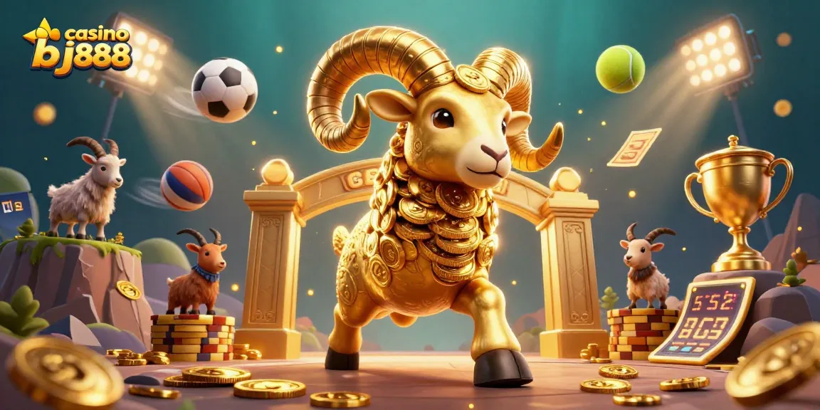 Experience the thrilling action at casino bj888 with a golden ram charging through a vibrant gaming world.