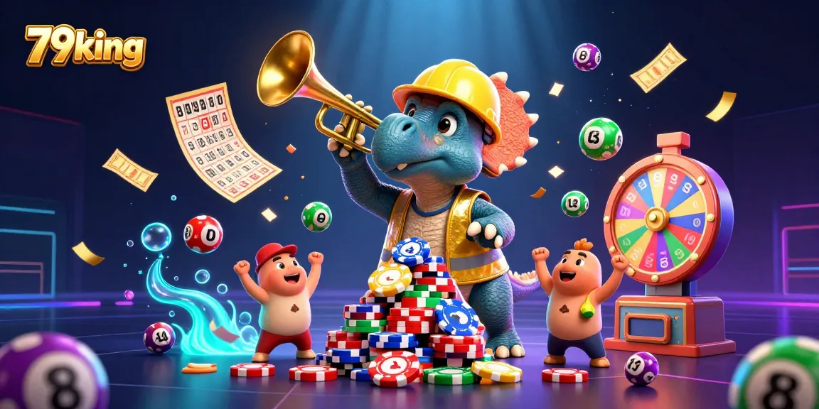 Experience gaming excitement with 79king's vibrant casino-themed illustration featuring dynamic characters and elements.