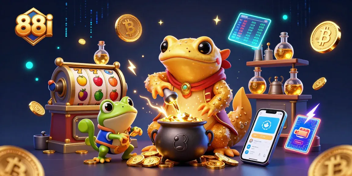 Experience thrilling slots and crypto gaming fun at 88i with vibrant 3D illustrations.