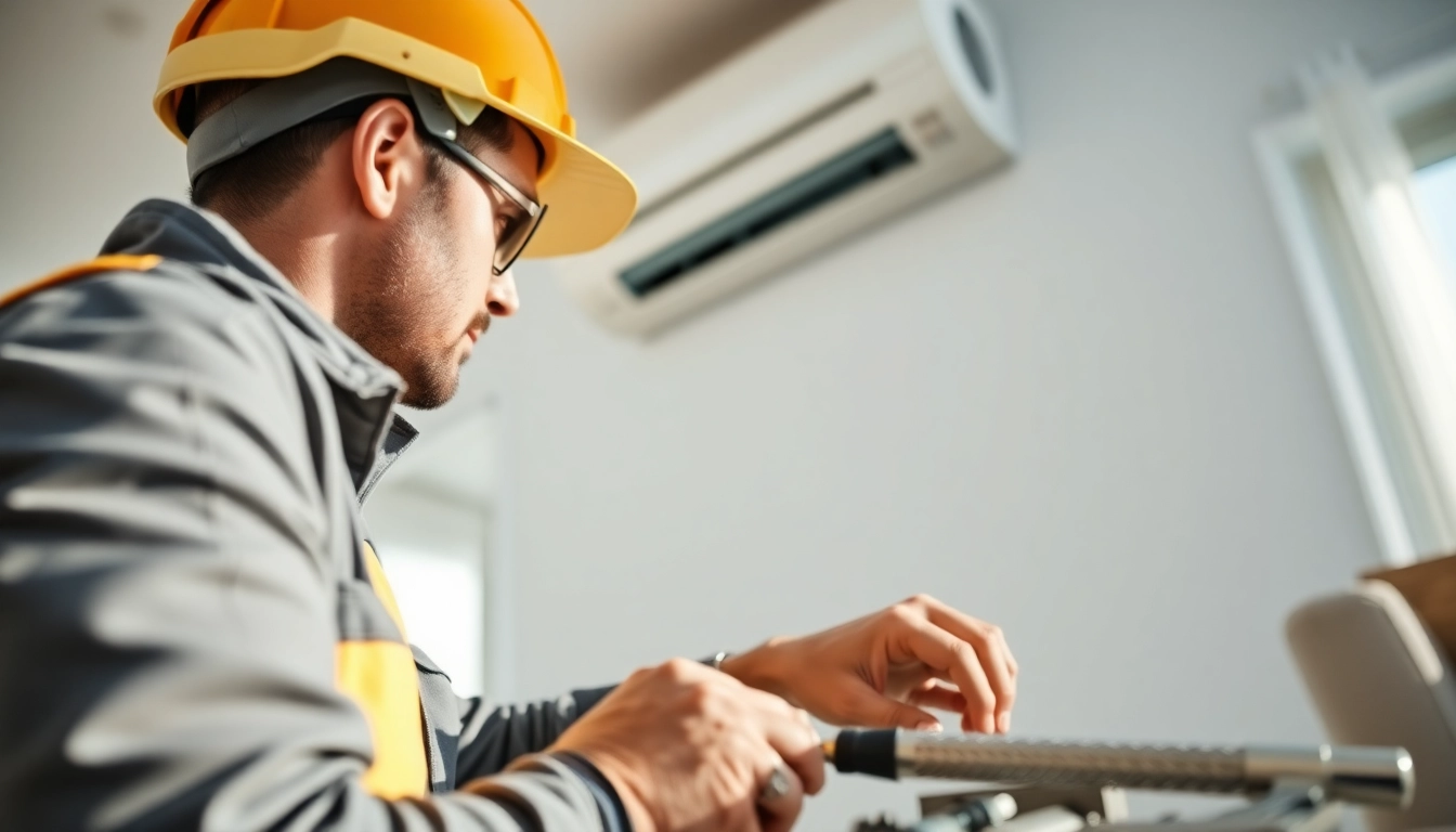 Experienced technician performing Air Conditioning Repair Tampa in a bright home environment.