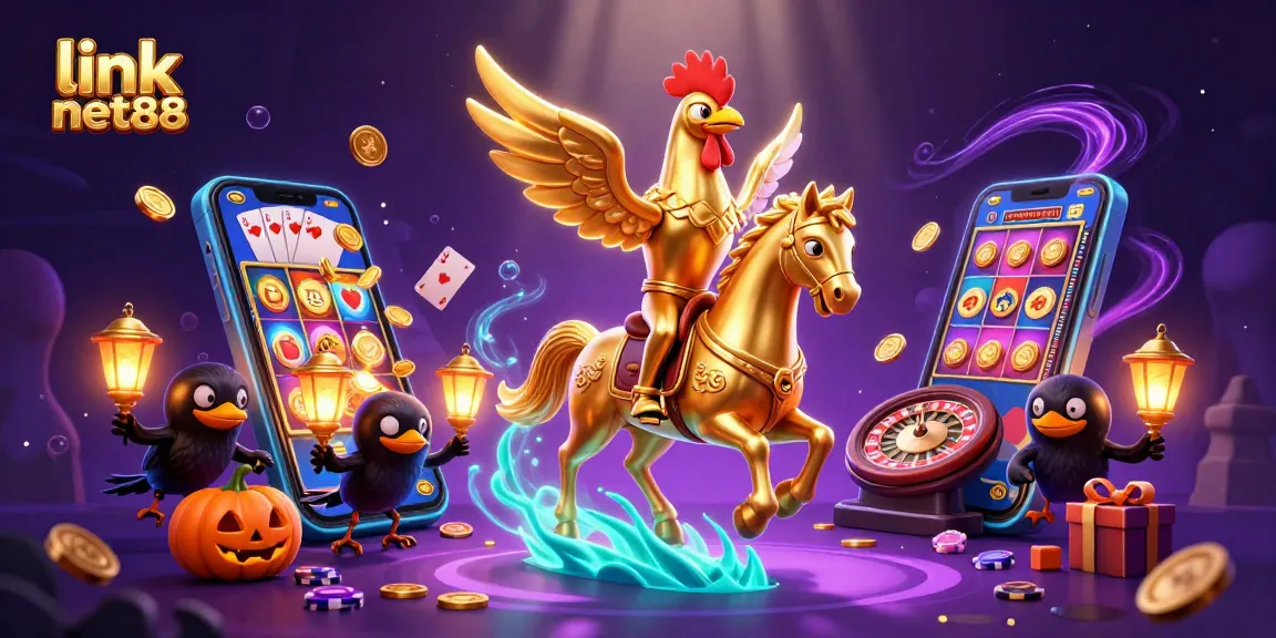 Engage with link net88 through vibrant casino adventures featuring a golden rooster in a dynamic gaming scene.