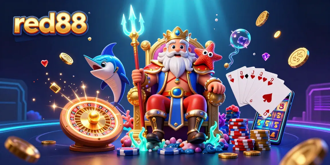 Experience red88's vibrant casino scene with Neptune, treasure, and spinning roulette!