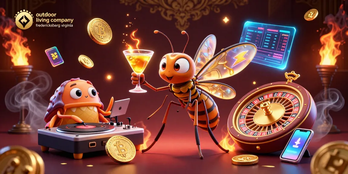 Engage with the outdoor living company fredericksburg virginia in a vibrant casino-themed scene featuring unique characters.