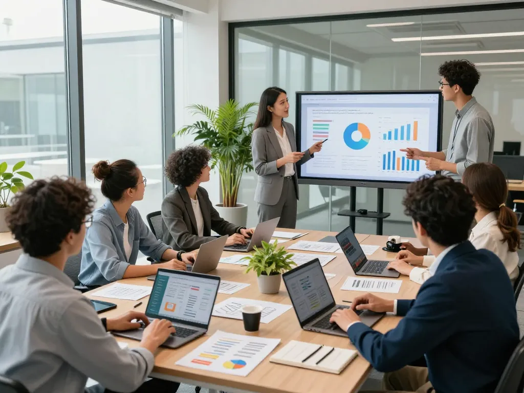 Diverse team collaborating in a modern office, showcasing innovative strategies for staffing agencies.