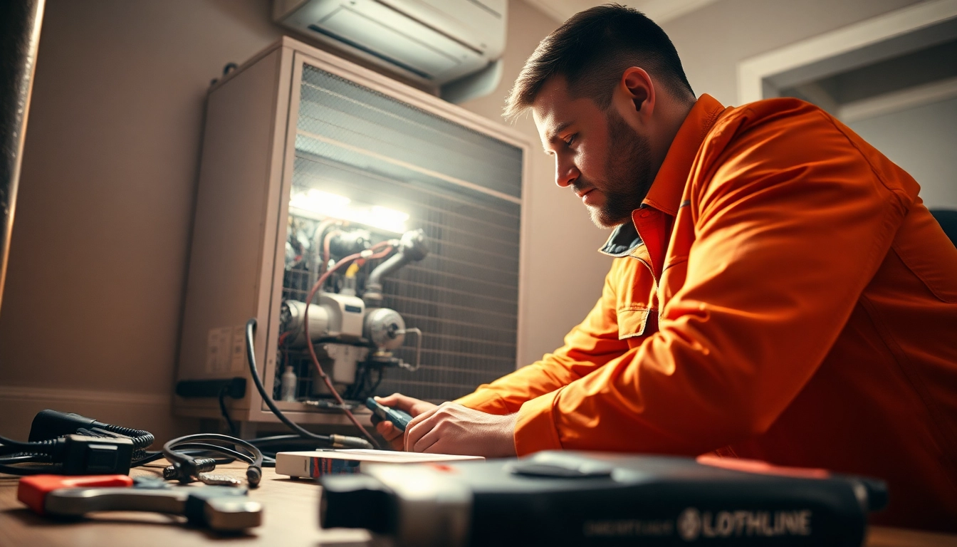 Skilled technician addressing an emergency hvac repair bc in a home, showcasing reliability.