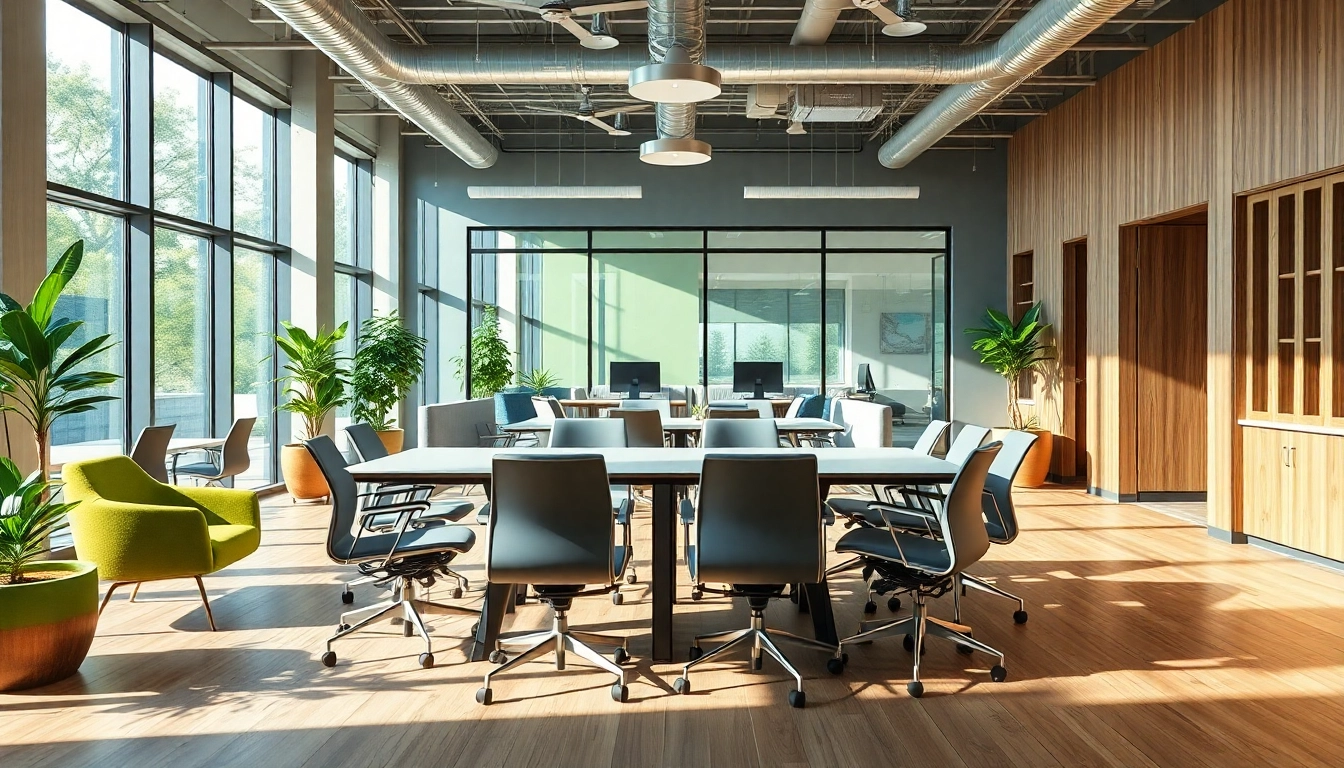 Office renovation contractor Austin creating an inviting, modern workspace with natural light.