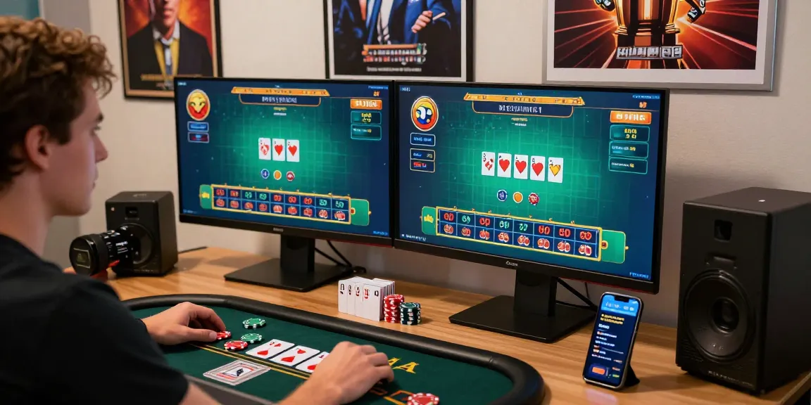 Engaged user playing online baccarat displaying excitement and strategy in a modern gaming setup with colorful visuals.