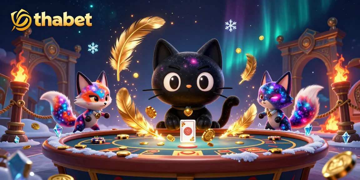 Experience the excitement at thabet with the cosmic casino cat pulling in golden chips.
